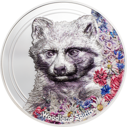 2020 Cook Island WOODLAND SPIRIT -RACCOON DOG 1oz 999 Silver Coin