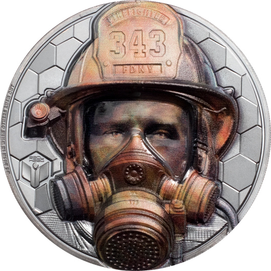 2021 Cook Islands $20 - REAL HEROES - FIREFIGHTER - 3oz 999 SILVER Coin