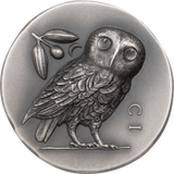 2021 $5 Cook Islands, ATHENA'S OWL - 1oz 999 Silver Coin