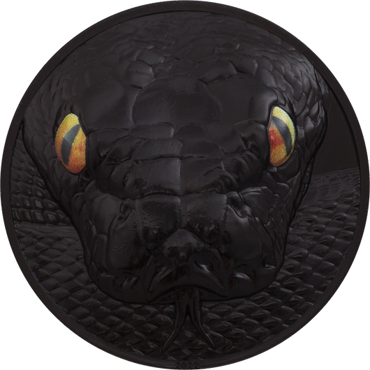 2022 $10 Palau, HUNTERS BY NIGHT- PYTHON, 2oz 999 Silver Coin