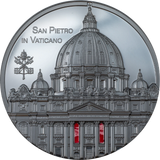 2022 $25 Palau,TIFFANY ART ST PETER'S BASILICA, 5oz 999 Silver Coin