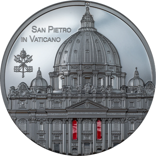 2022 $25 Palau,TIFFANY ART ST PETER'S BASILICA, 5oz 999 Silver Coin