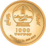 2024 Mongolian 1000 Torpor, Year of the DRAGON 0.5gram 9999 Gold Coin