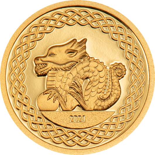 2024 Mongolian 1000 Torpor, Year of the DRAGON 0.5gram 9999 Gold Coin