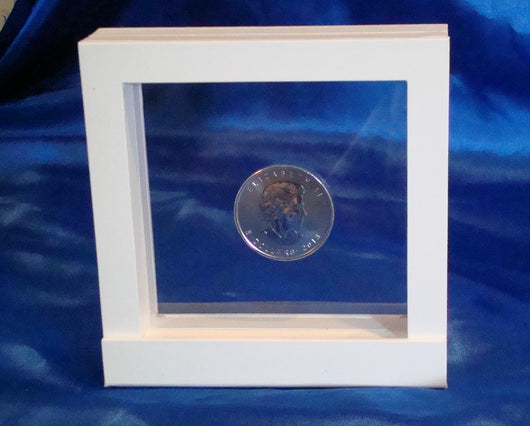 3-D Suspension See Thru Coin Box White 5x5inch (1-2oz silver bullion display)