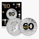 2022 JAMES BOND 60th Anniv 1oz 9999 Silver Coin w/Colour, Limited Issue Card
